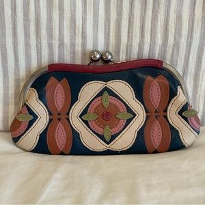 FOSSIL Ball Clasp Wallet/Clutch (blue pink green floral leather multi)